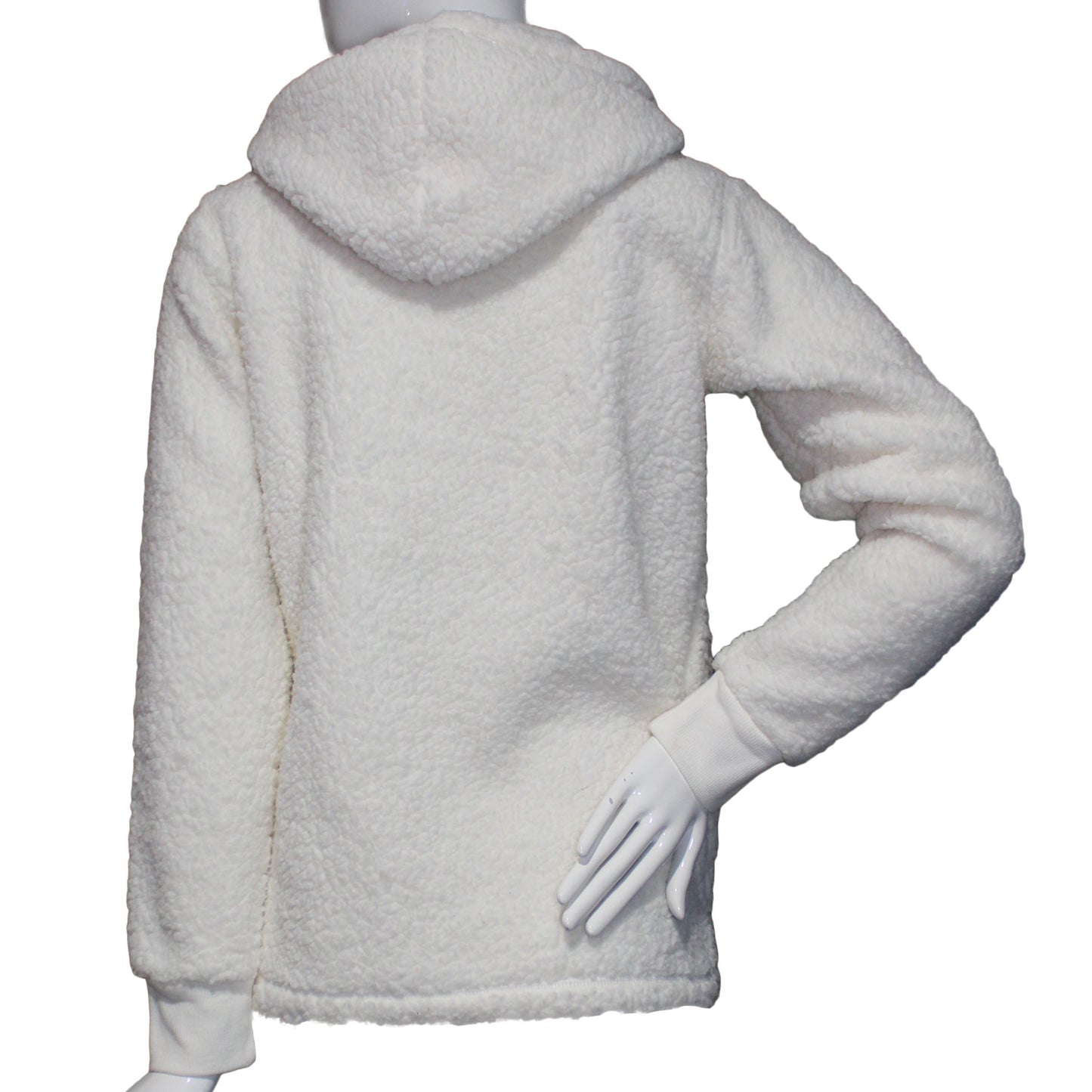 Jenni Women's Size Small Cozy Sherpa Pullover Hoodie, White - Snow What