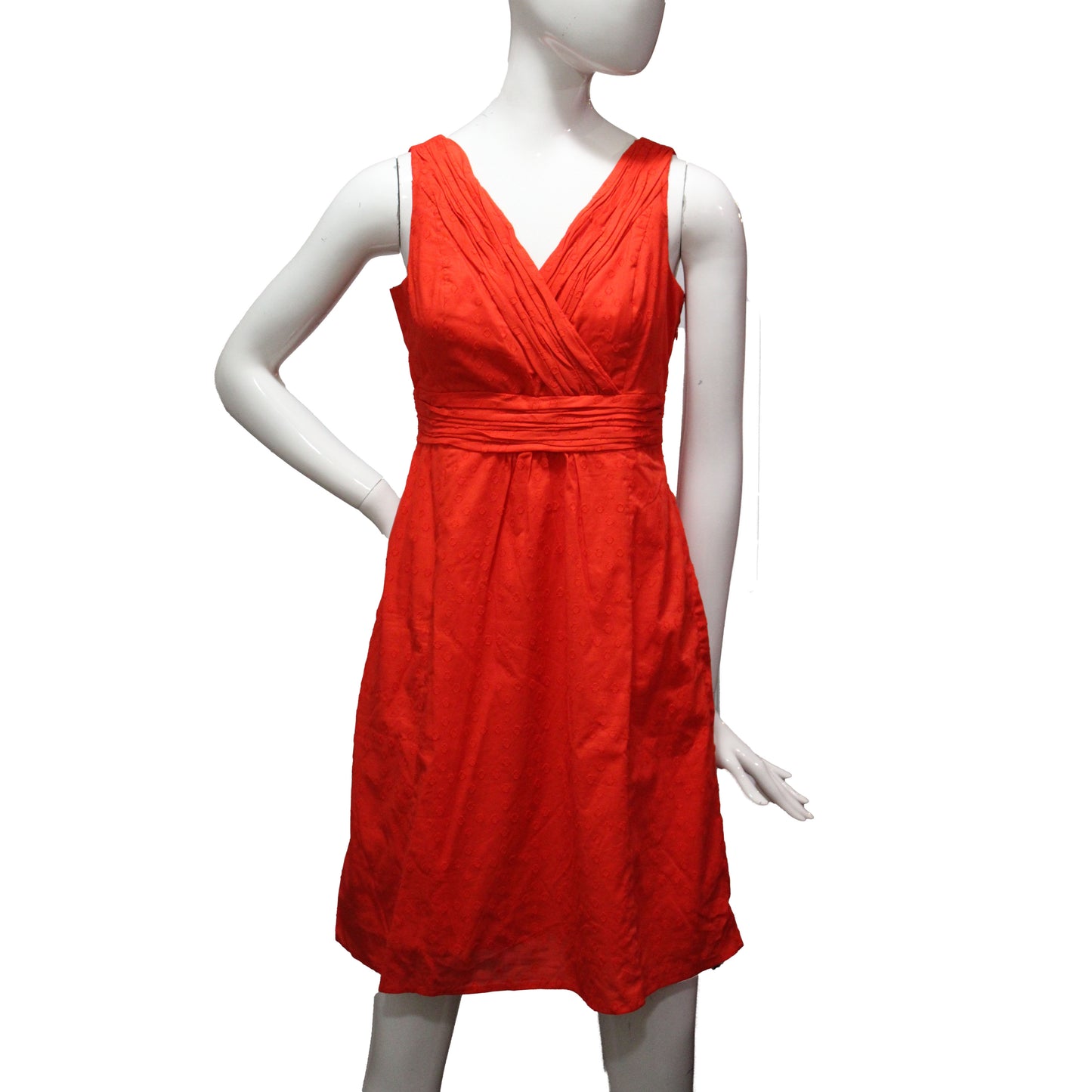 Lands End Women Size 2 Petite, Sleeveless Woven Fit & Flare Dress, Hibiscus Red
