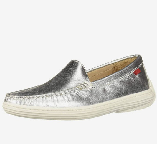 Marc Joseph, New York Big Kid's Size 5.5, Leather Loafer Slip On, Silver