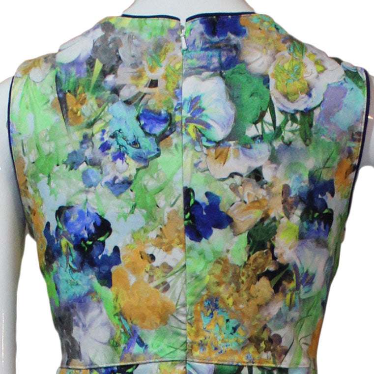 Lands End Women Size 8 Petite Sleeveless Keyhole Sheath Dress, Floral