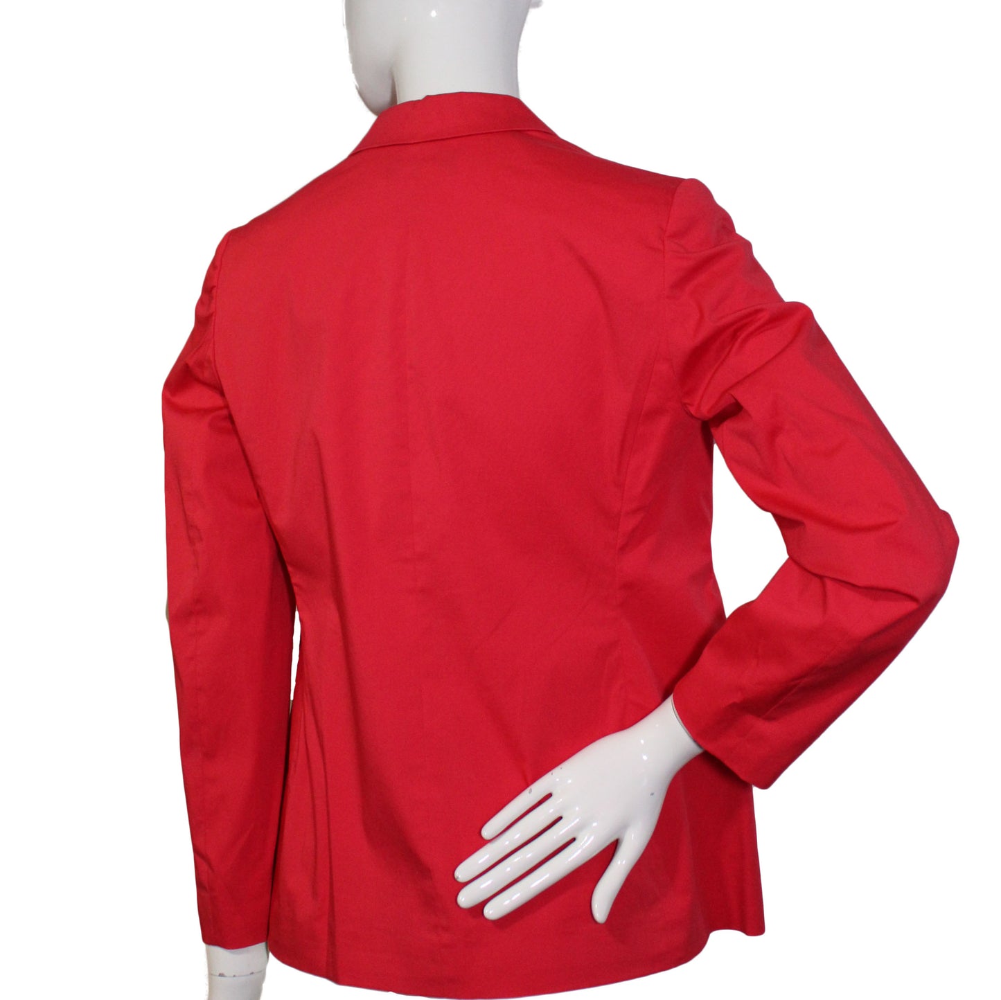 Lands End Women's Size 4 Petite, Three Button Poplin Blazer Jacket, Cherry Red