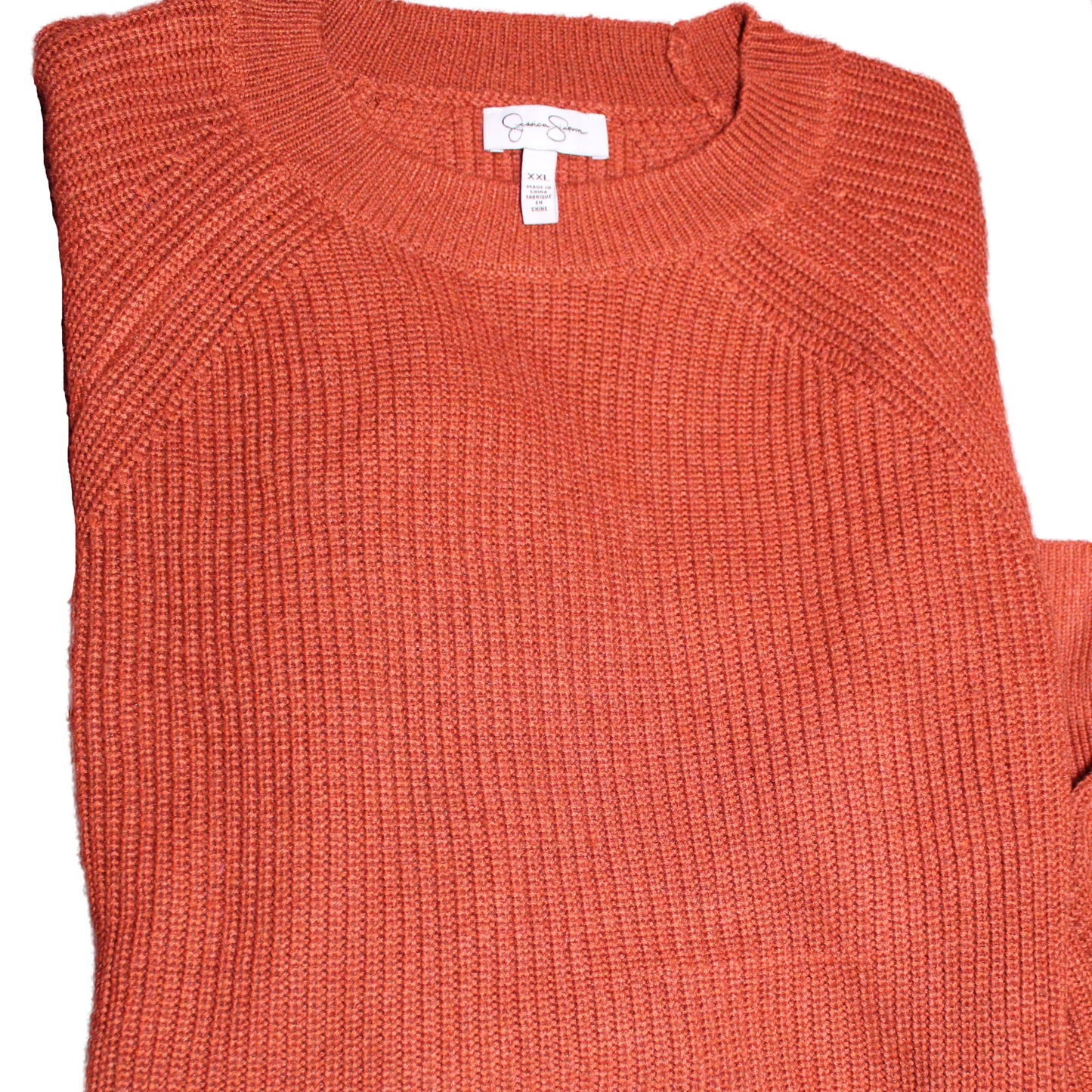Jessica Simpson Ladies' Size XXL, Long Sleeve Pullover Sweater, Orange, Preowned