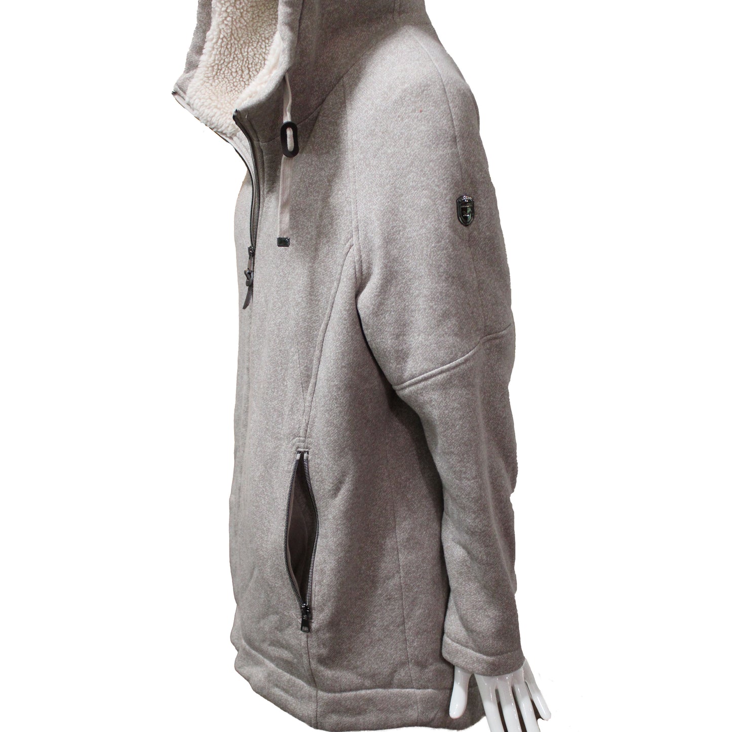 1 Madison Expedition Ladies' Size Large, Knit Full Zip Hooded Jacket, Cream, Customer Return