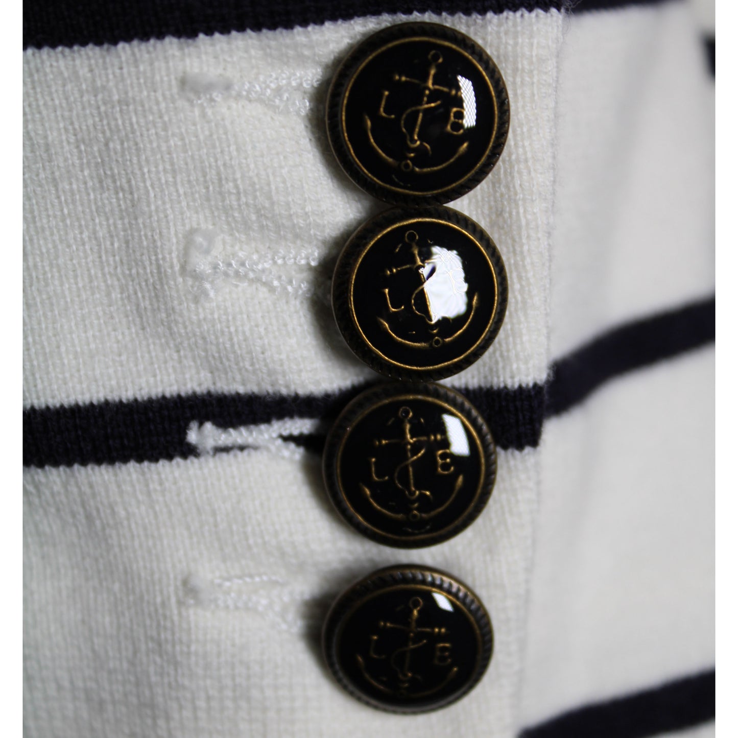 Lands End Double Knit Jacket, Women's Size 12 Petite, Ivory-Navy Stripe