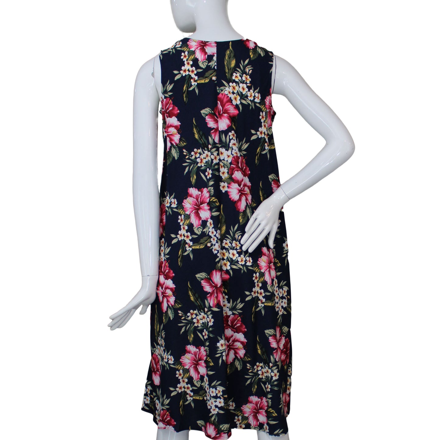 Lands End Women's 6 Petite, Sleeveless Trapeze Dress, Hibiscus Floral