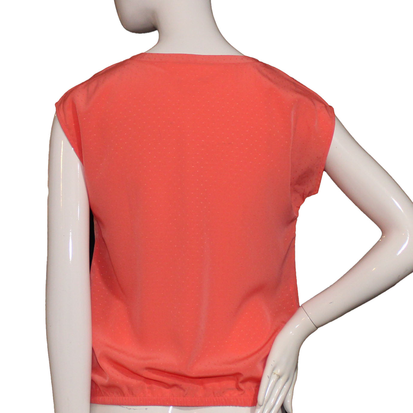 Lands' End Size 00 Petite Short Sleeve Textured Polyester Blouse, Clear Coral