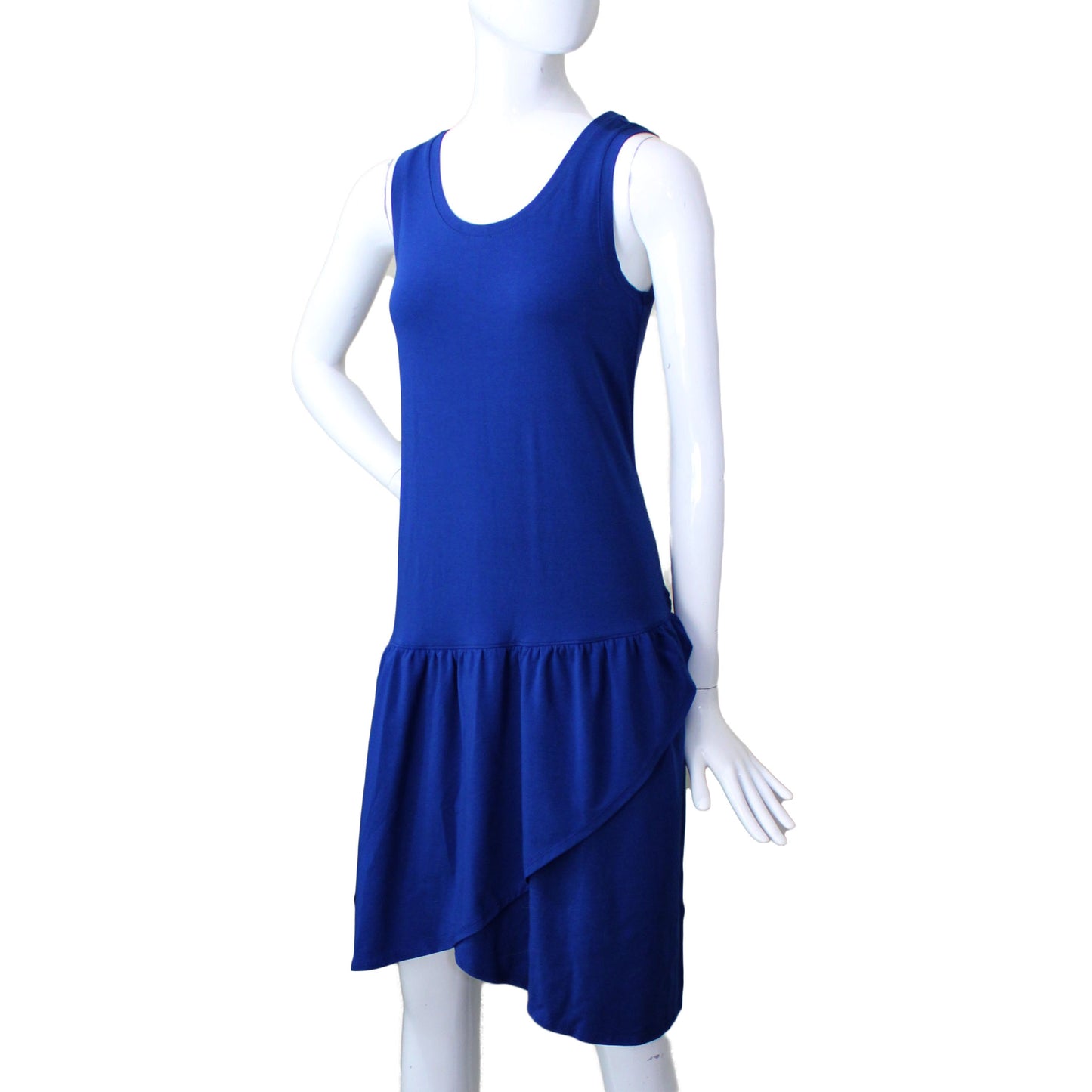Lands End Women's X-Small 2-4 Petite Knit Tank Flounce Dress, Deep Lapis Blue