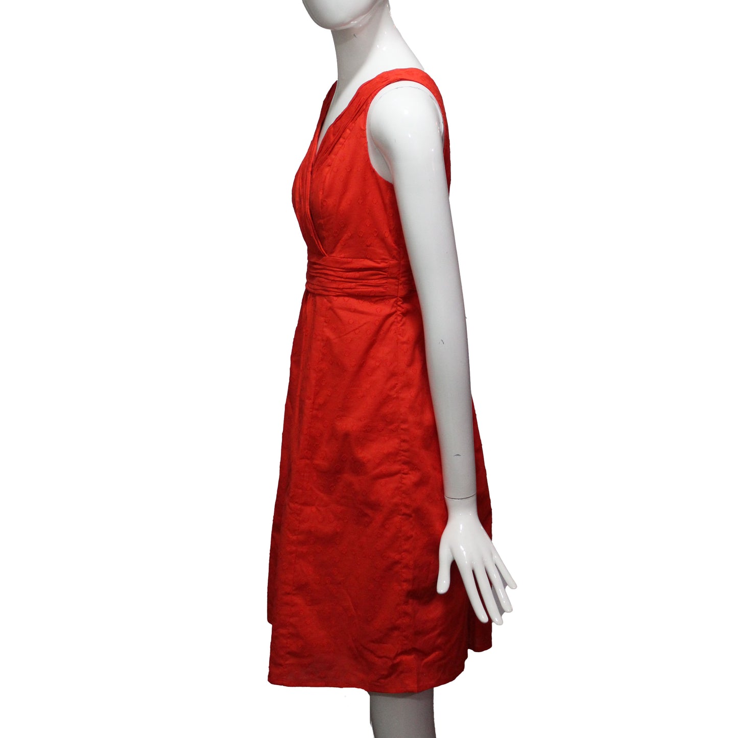 Lands End Women Size 2 Petite, Sleeveless Woven Fit & Flare Dress, Hibiscus Red