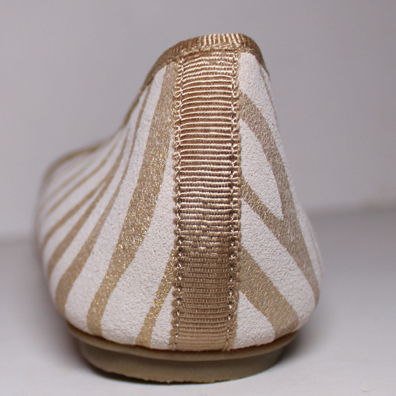 Lands End Women's Size 9.5 B, Leather Ballet Flat, Gold Zebra Stripe, Bow