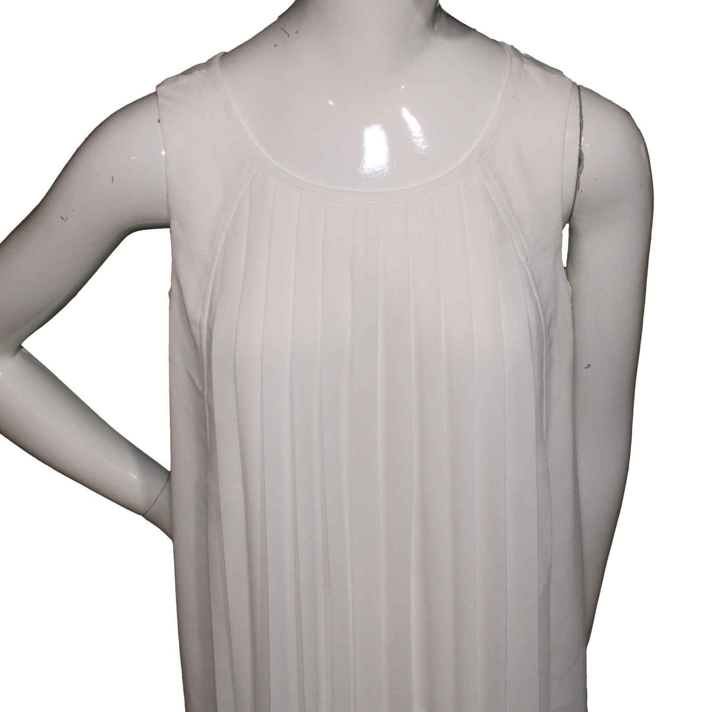 Lands End Women's Size 0 Petite, Sleeveless Pleat Dress, Eggshell White