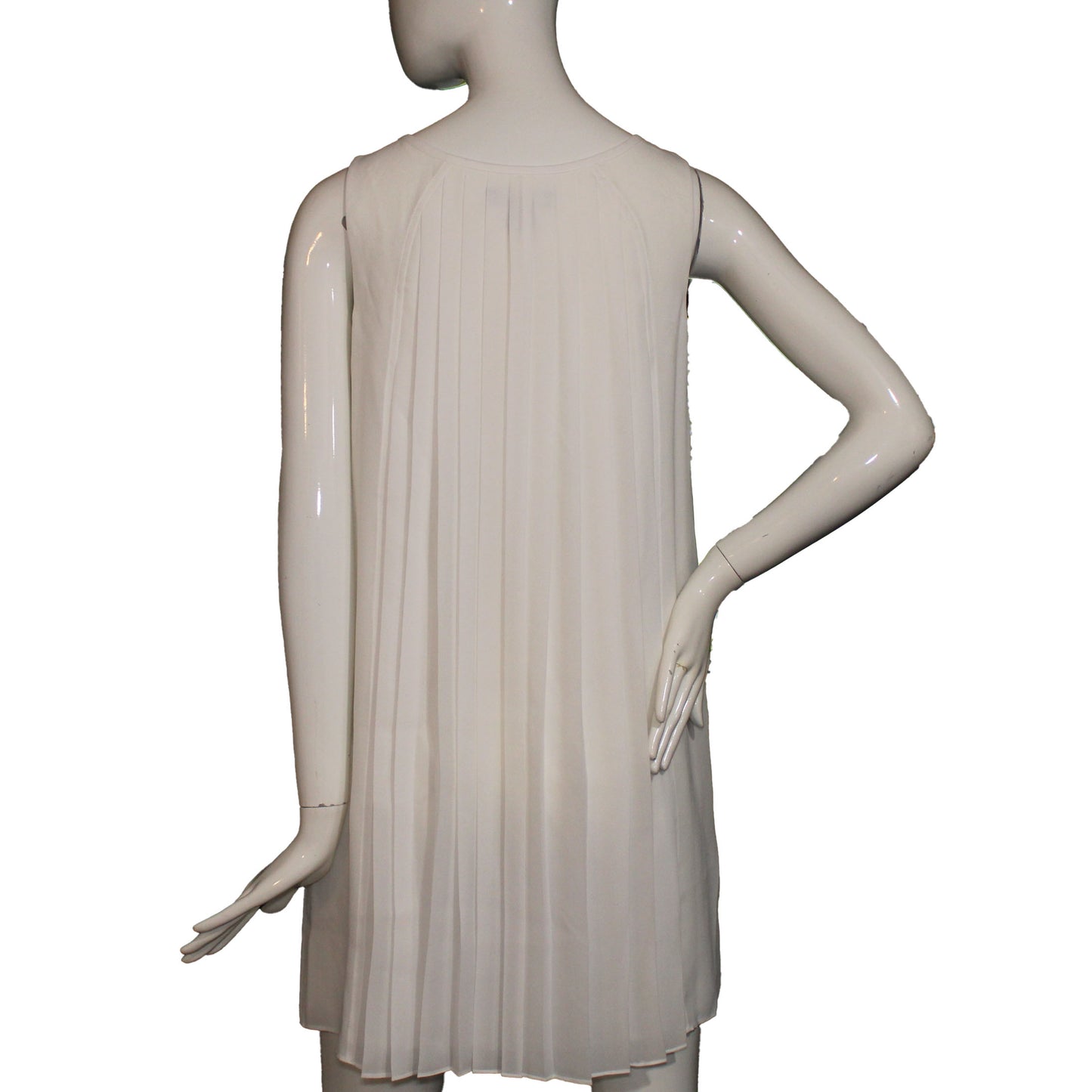Lands End Women's Size 0 Petite, Sleeveless Pleat Dress, Eggshell White