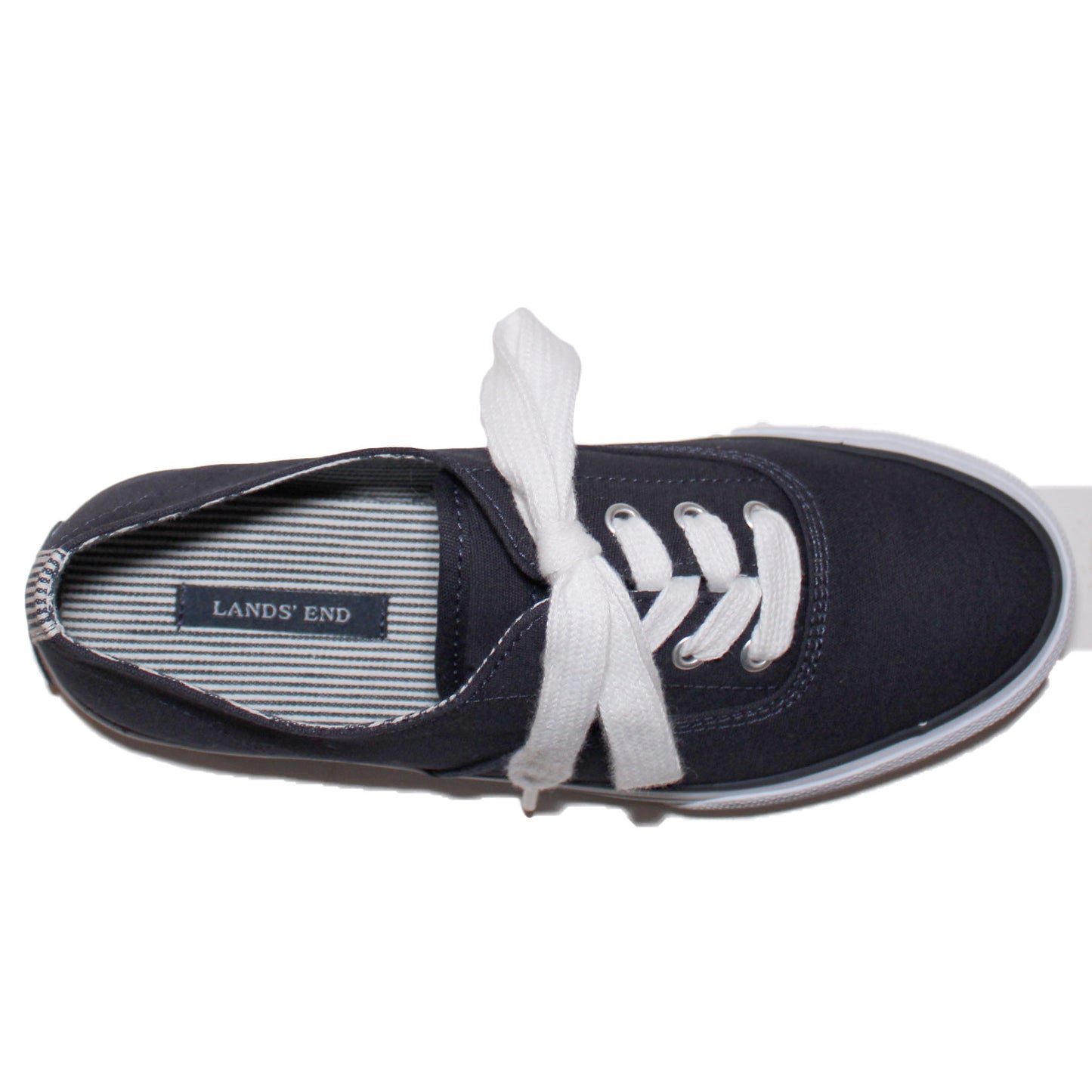 Lands End Mainstay Womens Size 5.5, Canvas Oxford Sneaker, Classic Navy