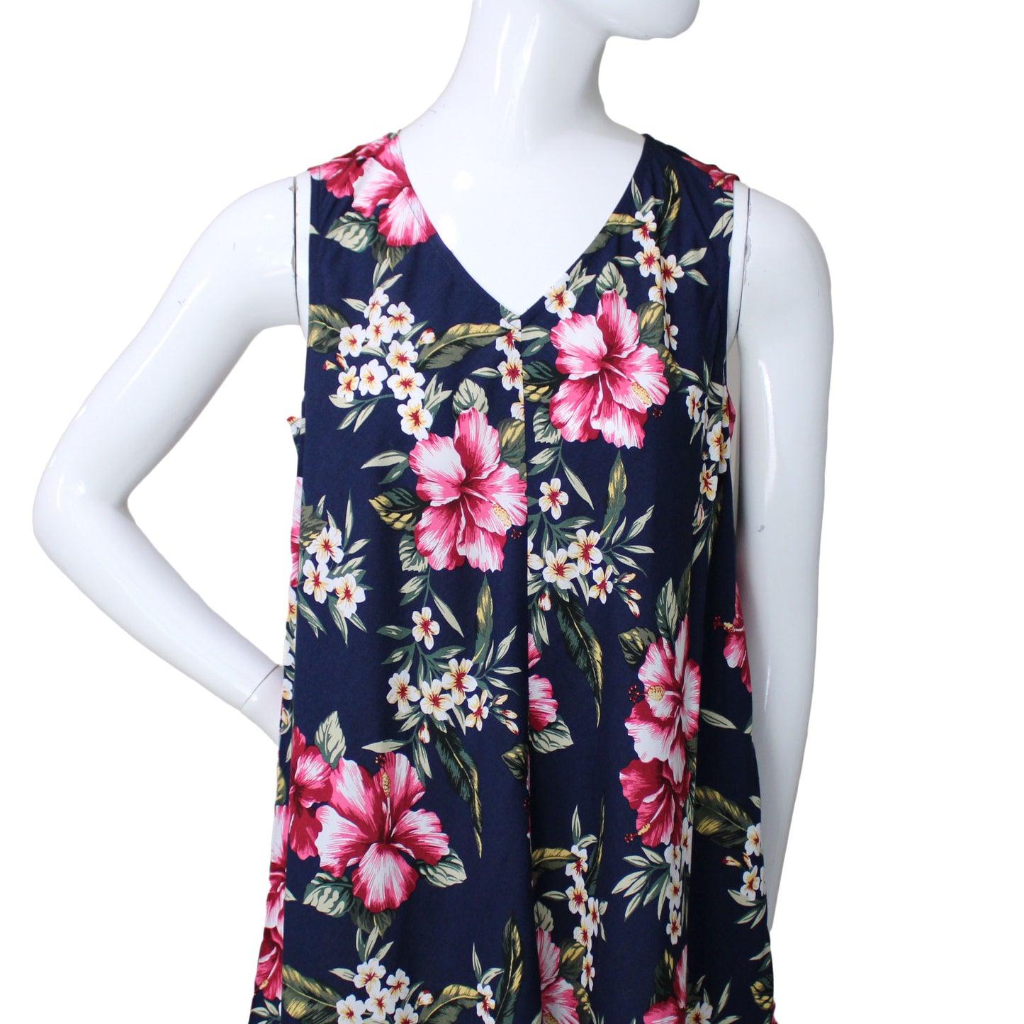 Lands End Women's 6 Petite, Sleeveless Trapeze Dress, Hibiscus Floral
