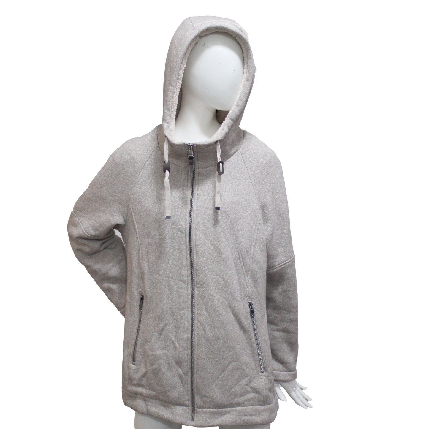 1 Madison Expedition Ladies' Size Large, Knit Full Zip Hooded Jacket, Cream, Customer Return