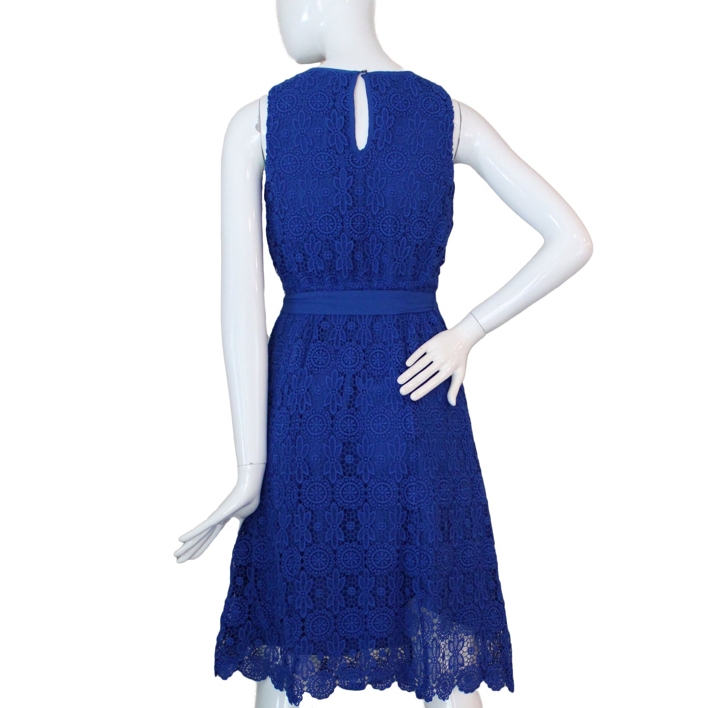 Lands End Women Size 0 Petite, Sleeveless Lace Column Dress, Rich Cobalt Blue