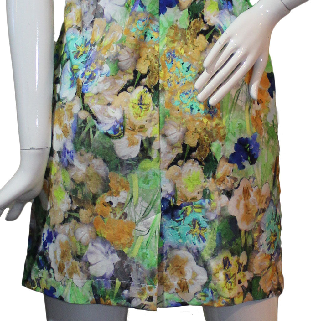 Lands End Women Size 8 Petite Sleeveless Keyhole Sheath Dress, Floral