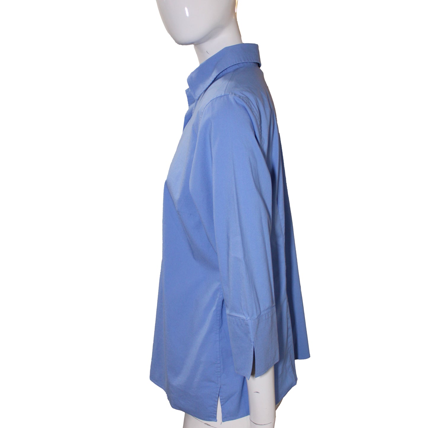 Lands' End Women's 00 Petite, 3Q Sleeve Broadcloth Button Front Shirt, True Blue