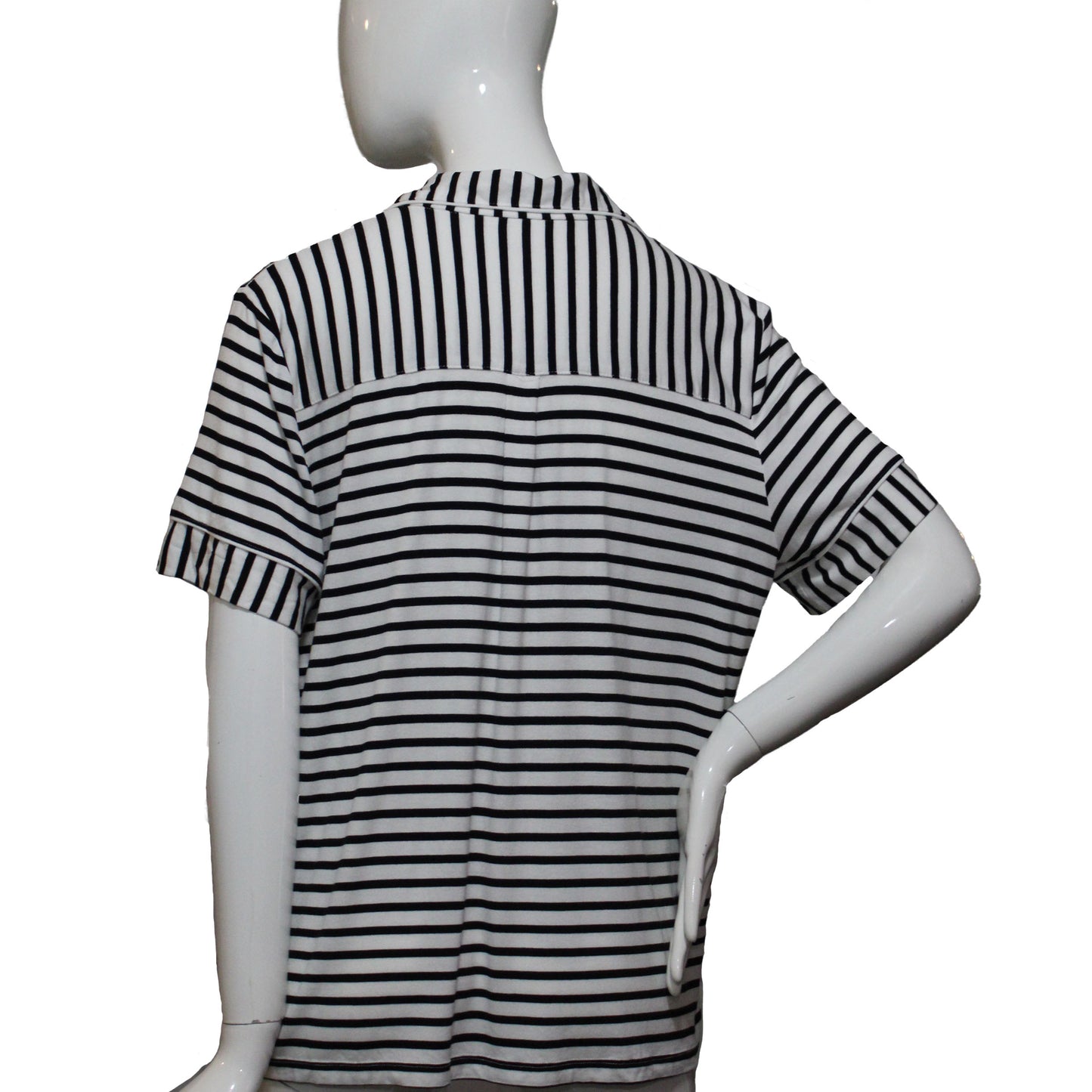 Alfani Ladies Size Large Short Sleeve Sleep Top (only), White-Black Stripe