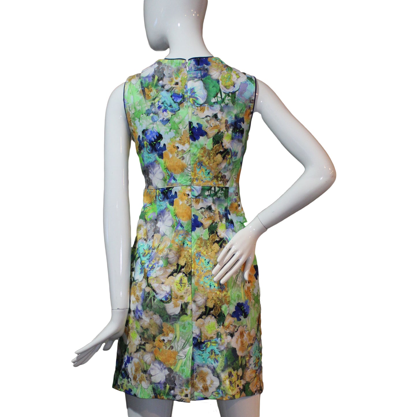 Lands End Women Size 8 Petite Sleeveless Keyhole Sheath Dress, Floral