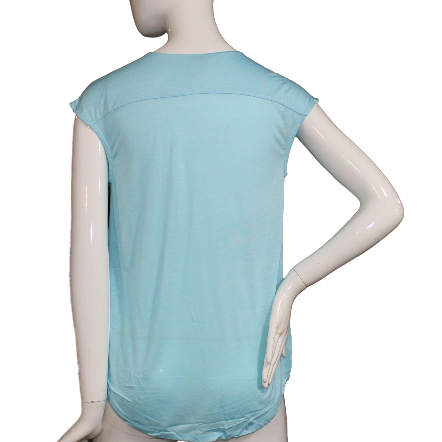 Lands' End Women Size XS 2/4 Petite, Split Neck Tunic, Aqua Shell