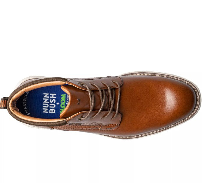 Nunn Bush Men's Size 12, Chase Plain Toe Ankle Boots Chukka Shoes, Cognac