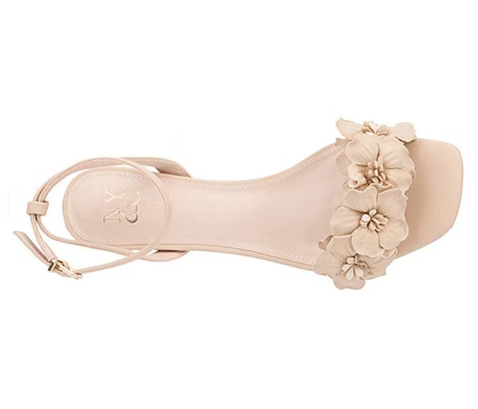 New York & Company Women's Size 7, Gwendolyn Kitten Heeled Sandals, Nude Floral