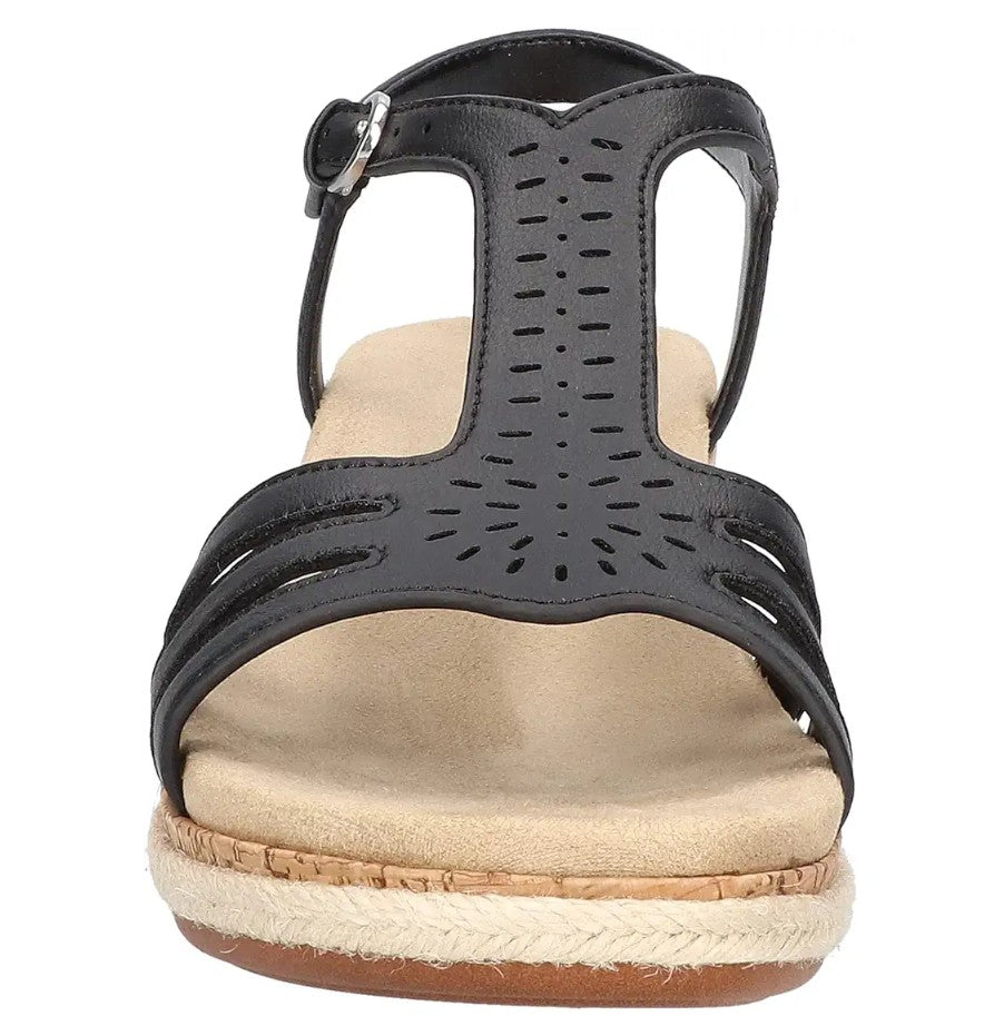 Easy Street Women's Size 7.5 M, Dorinda Cork Wedge Comfort Sandals, Black