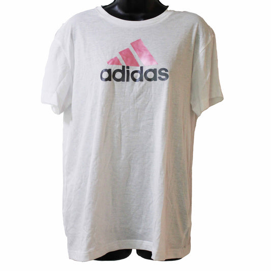 adidas Ladies' Size Small Aeroready Relaxed Fit T-Shirt, White Logo, Customer Return