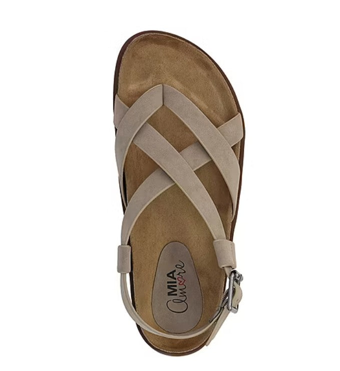 Mia Amore Women's Size 7.5, Elain Adjustable Strap Flat Sandals, Taupe