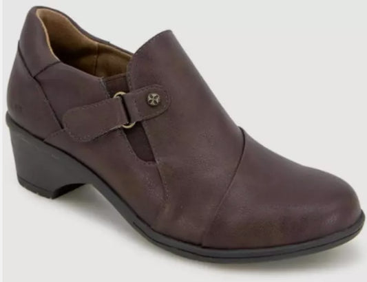 JBU Kyley Ladies' Size 10 Heeled Adjustable Comfort Shoes, Brown
