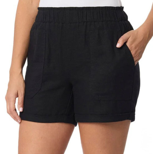 Briggs Women's Size Small (4-6) Linen Blend Shorts, Black