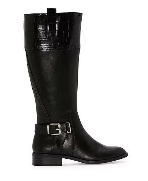 St. John's Bay Women's 8 Wide, Roslyn Wide Calf Stacked Heel Riding Boots, Black