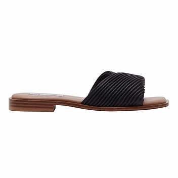 Steve Madden Ladies' Size 8 Textured Slide Sandal, Black, Customer Return