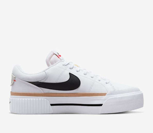 Nike Court Legacy Lift Womens Size 6, Athletic Shoes, White/Black/Orange Grade A