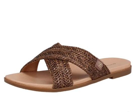 Draper James Women's Size 8 Raffia Cross Strap Sandals, Brown
