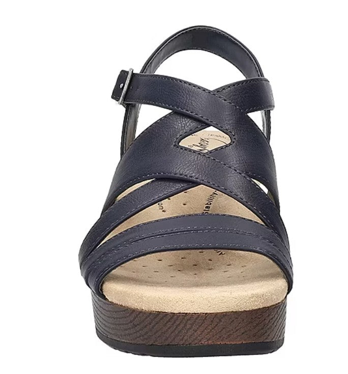 Easy Works by Easy Street Women's 8.5 WW, Rosella Slip-Resistant Sandals, Navy