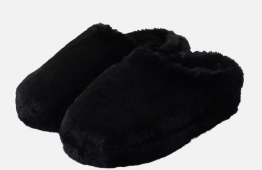 32 Degrees Ladies' Size X-Large (11/12) Faux Fur Slipper, Black, Customer Return