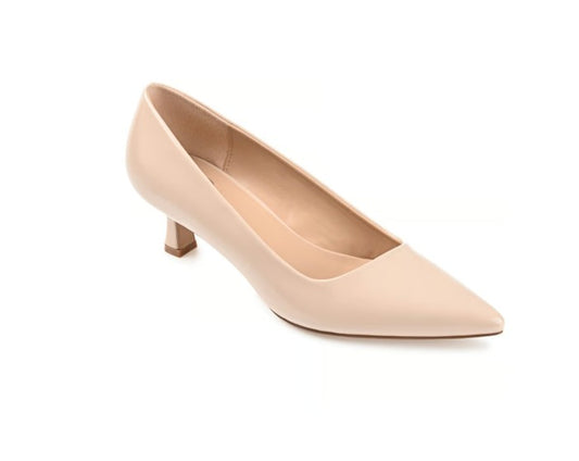 Journee Collection Celica Women's Size 7.5, Kitten Heel Pumps, Patent Nude
