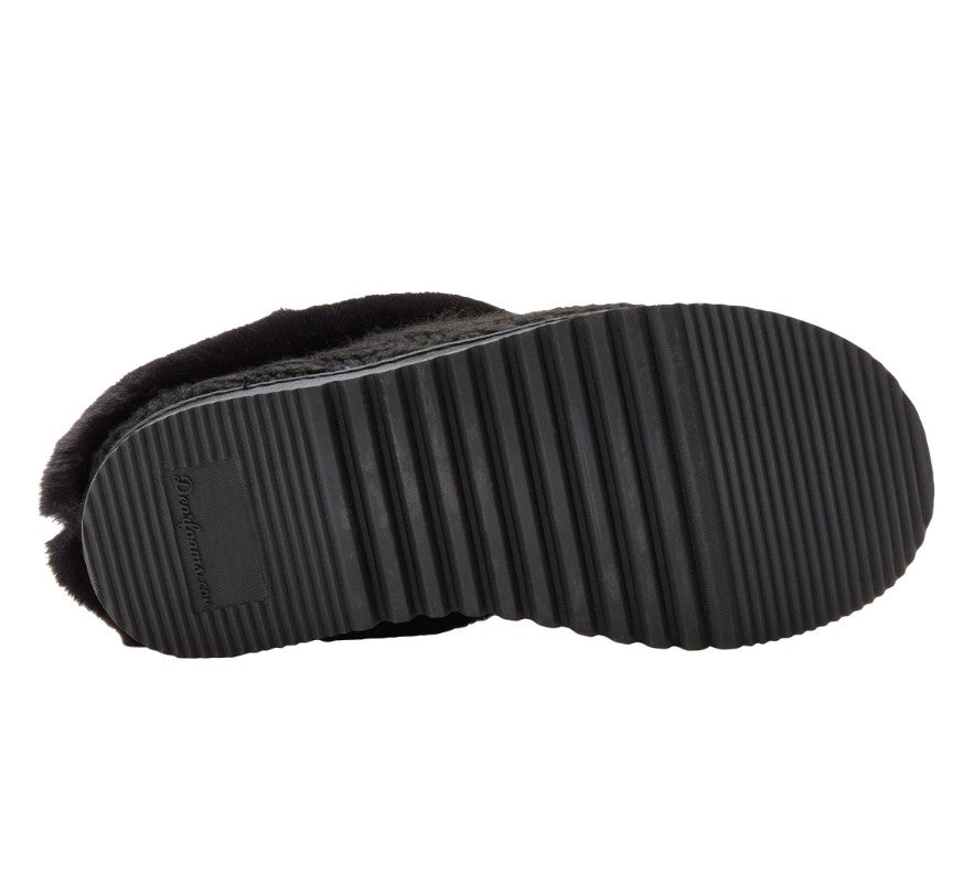 Dearfoams Ladies Medium (7/8), Memory Foam Cozy Knit Slippers, Black, Grade A