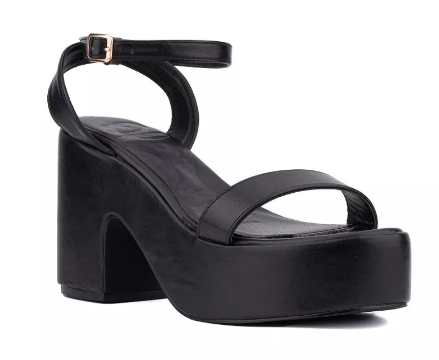 Olivia Miller Charmer Women's Size 8.5 Platform Heeled Sandals, Black