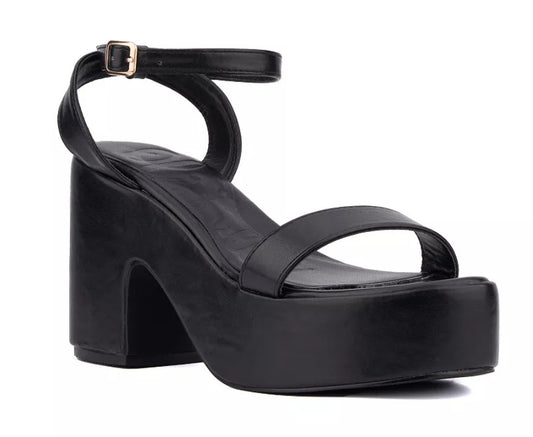 Olivia Miller Charmer Women's Size 8.5 Platform Heeled Sandals, Black