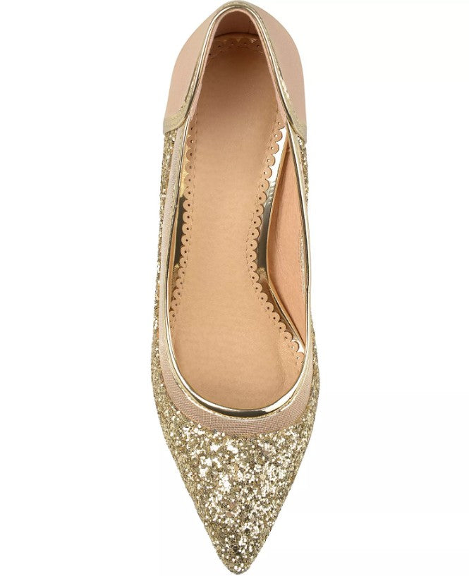 Journee Women's Size 11, Kalani Stiletto Heels Pumps, Glitter Gold