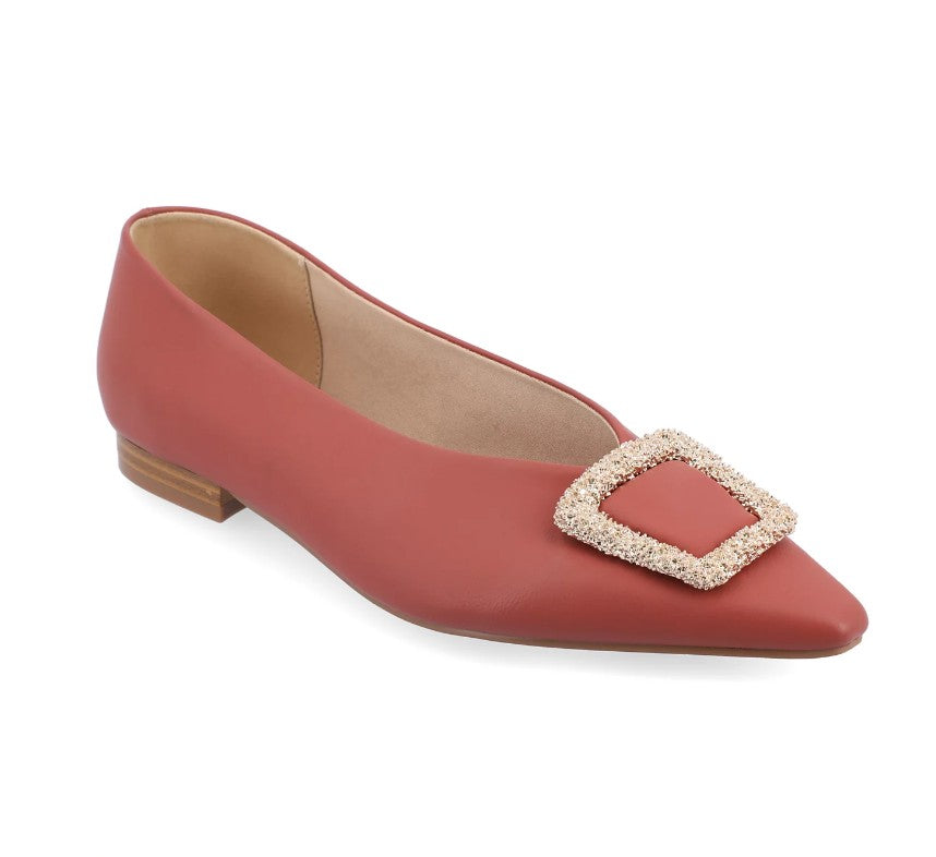 Journee Collection Women's Size 7, Elowen Tru Comfort Formal Ballet Flats, Clay