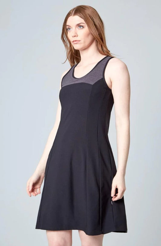 Mondetta Women’s Size Small Sleeveless Active Dress, Black / Charcoal