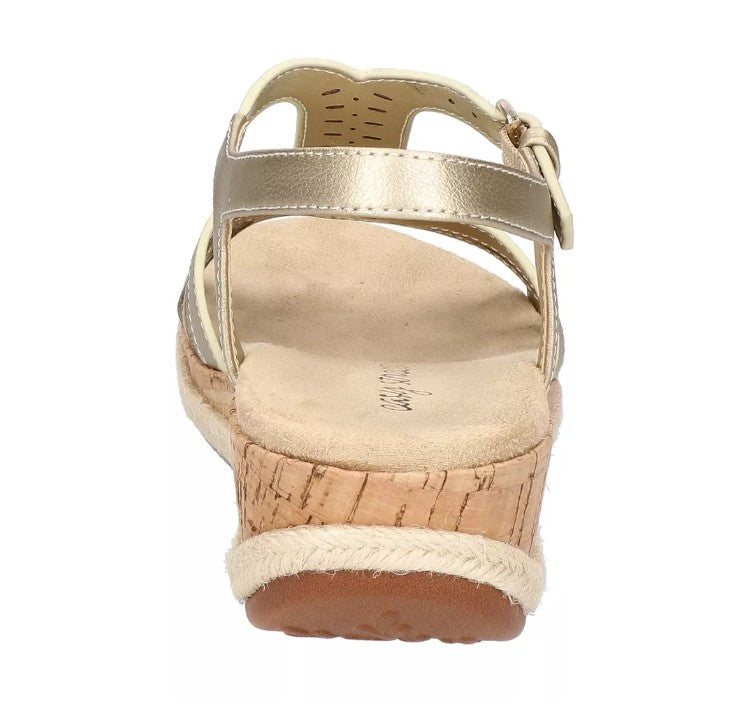 Easy Street Women's Size 7.5 N, Dorinda Cork Wedge Comfort Sandals, Gold