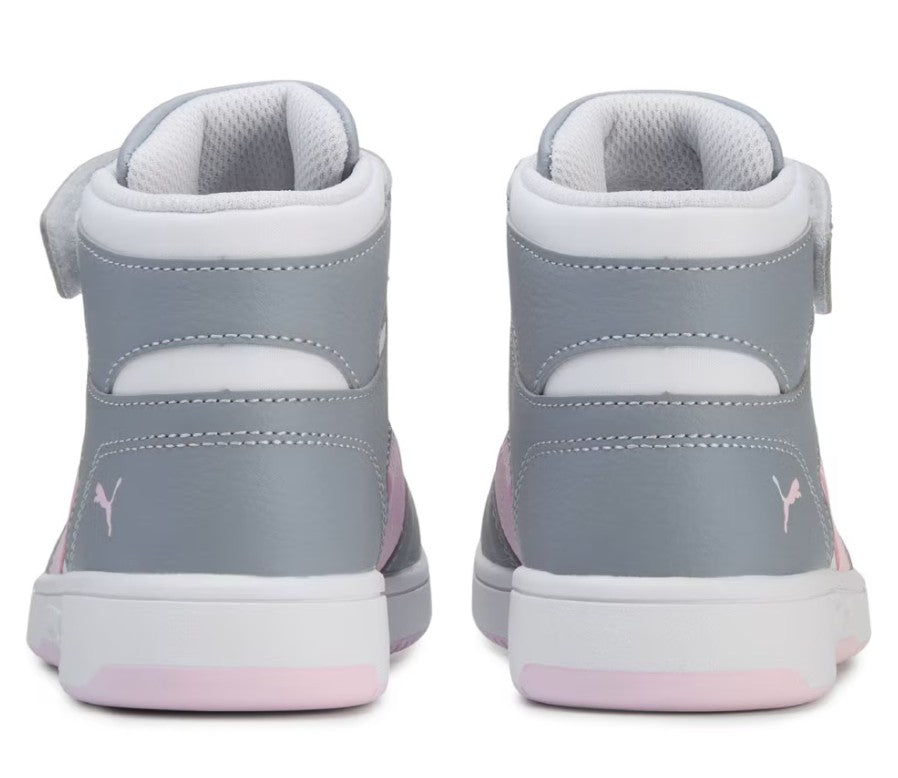 Puma Kids' Size 3, Rebound Layup High Top Sneakers Shoes, Gray - Pink (NO BOX)