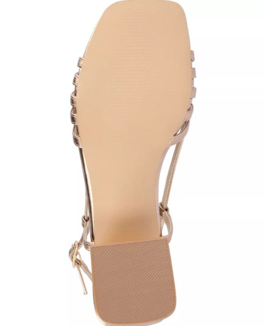 Journee Collection Women Size 6.5 M, Shayana Slingback Heel Sandals, Rose Gold