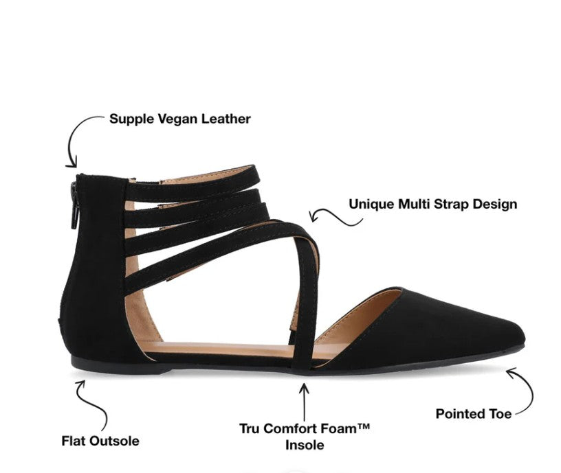 Journee Women's Size 9, Marlee D'orsay Straps Faux Suede Flats, Black