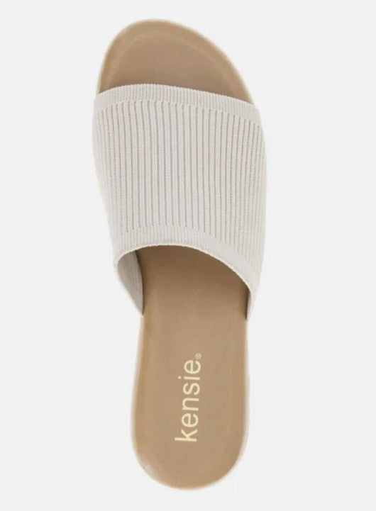 Kensie Women's Size 7, Knit Slip On Sandals, Beige, New (NO BOX)