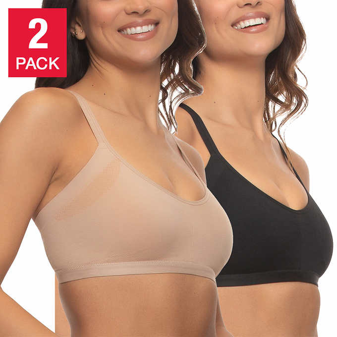 Felina Ladies' Size Medium, Side Smoothing Bra, 2-pack, (1) Black (1) Nude, Customer return